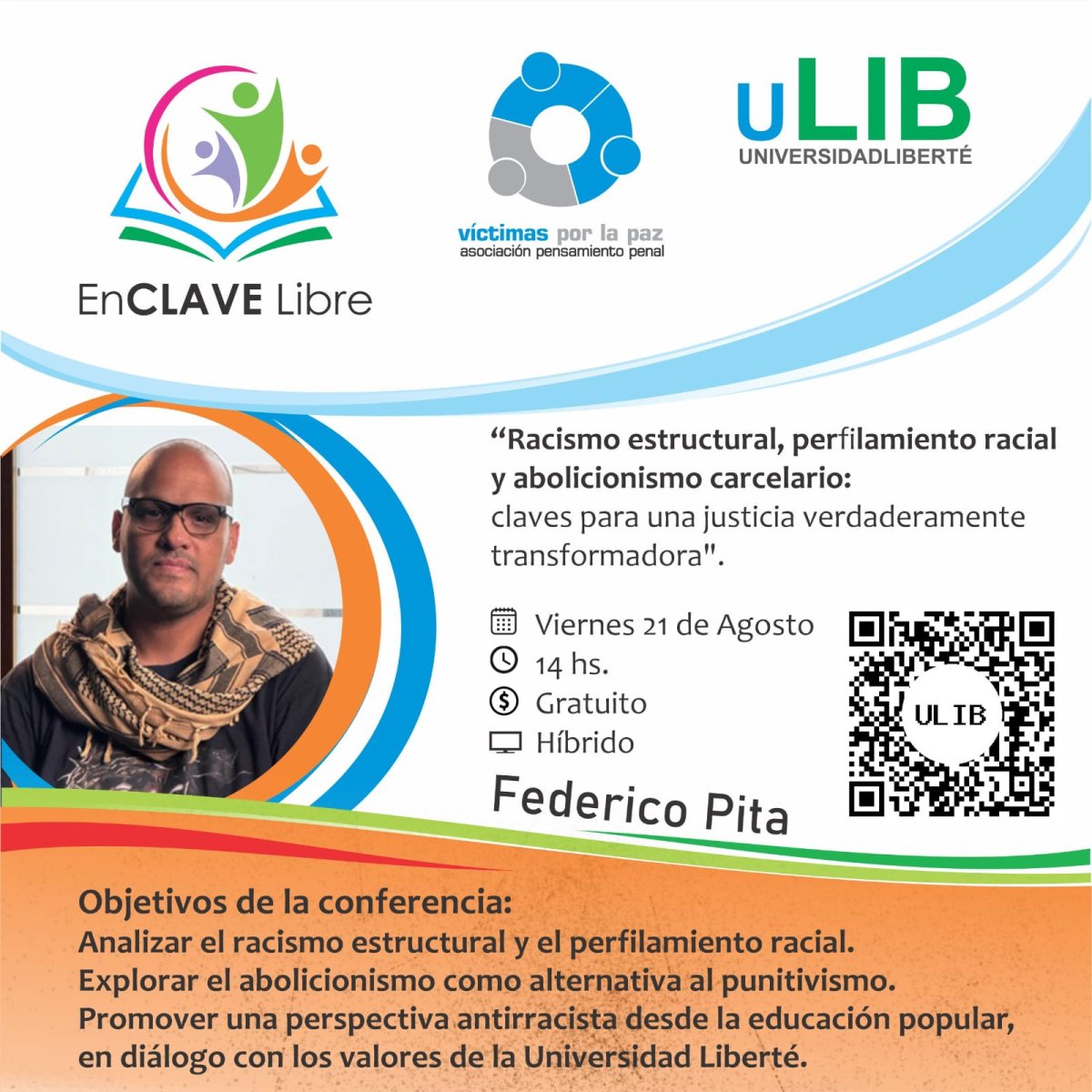 Flyer Racismo estructural, perfilamiento racial y abolicionismo carcelario.